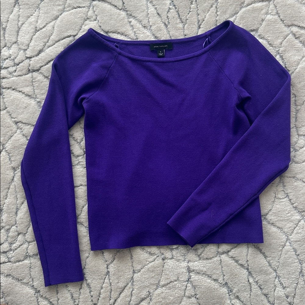 Ann Taylor Deep Purple Long Sleeve Top - Picture 3 of 12